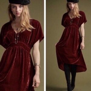 CAbi Burgundy Velvet Midi Dress